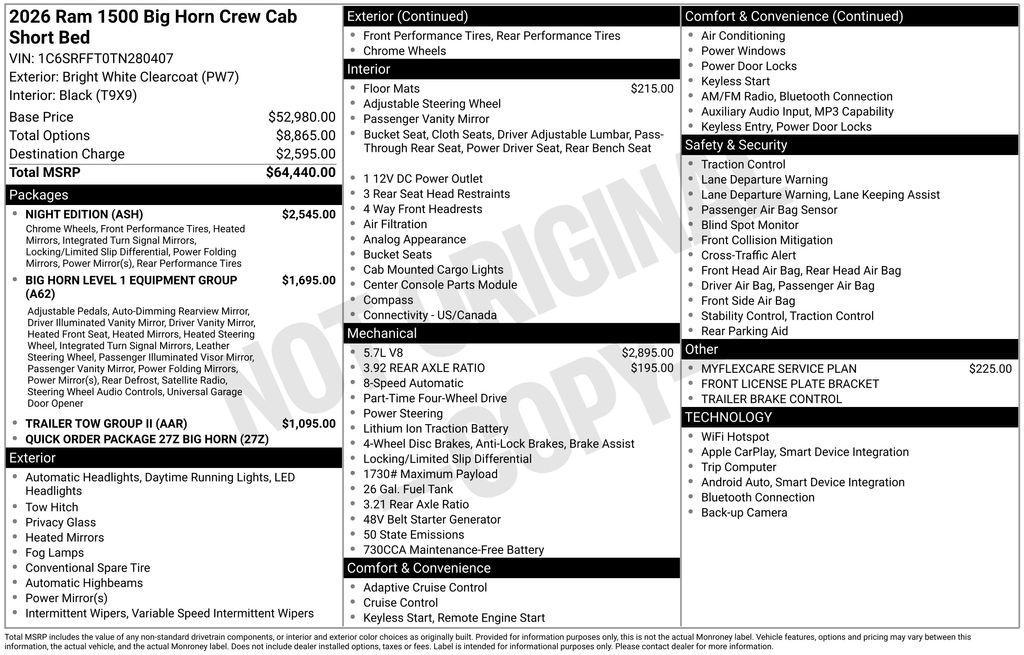 new 2026 Ram 1500 car, priced at $59,285