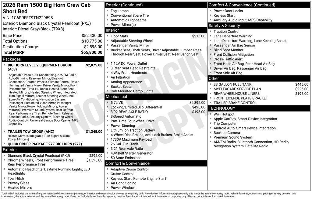 new 2026 Ram 1500 car, priced at $54,566