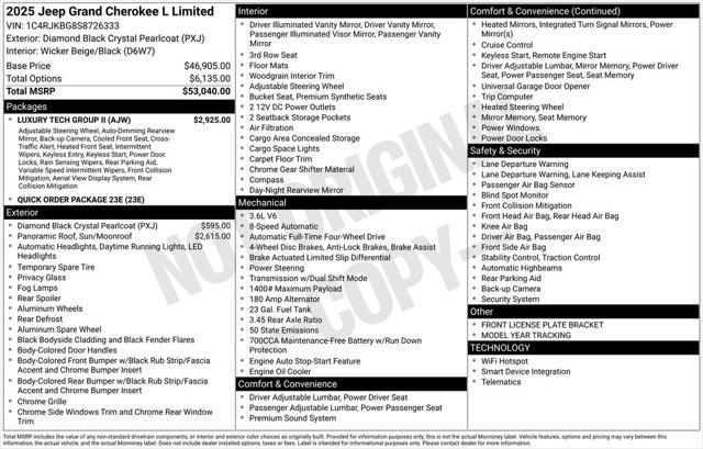 new 2025 Jeep Grand Cherokee L car, priced at $50,632
