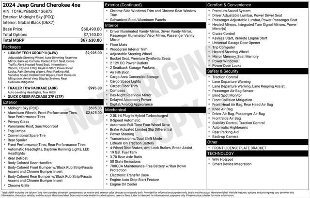 new 2024 Jeep Grand Cherokee 4xe car, priced at $47,640