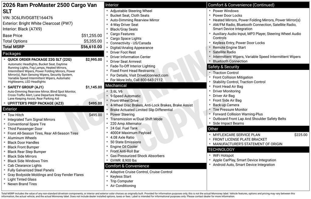 new 2026 Ram ProMaster 2500 car, priced at $56,880