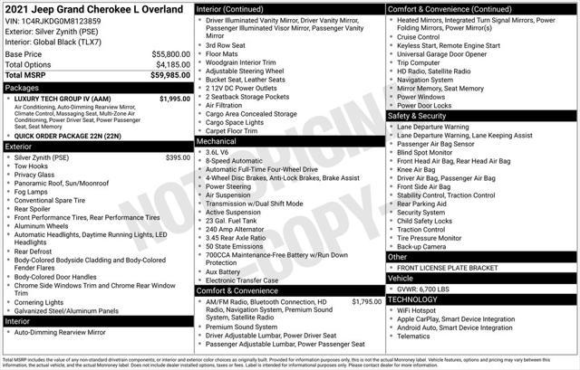 used 2021 Jeep Grand Cherokee L car, priced at $31,400