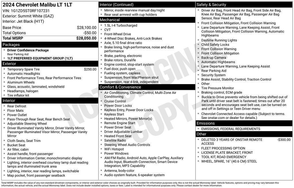 used 2024 Chevrolet Malibu car, priced at $19,388