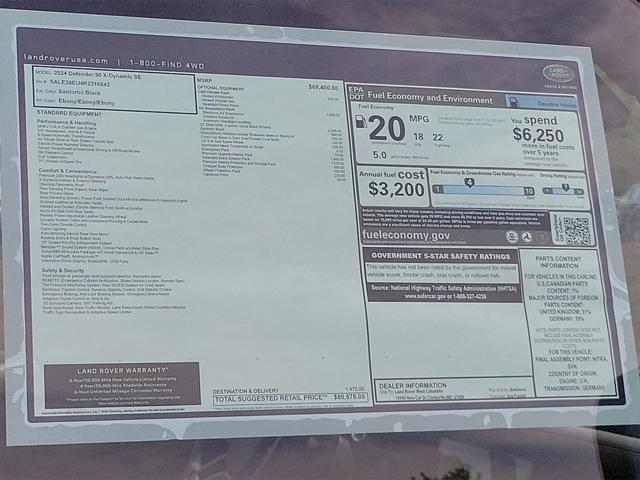 new 2024 Land Rover Defender car, priced at $80,578