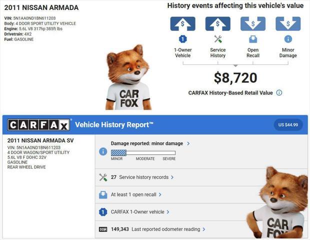 used 2011 Nissan Armada car, priced at $6,450