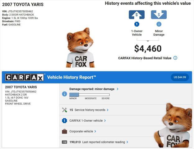 used 2007 Toyota Yaris car, priced at $3,450