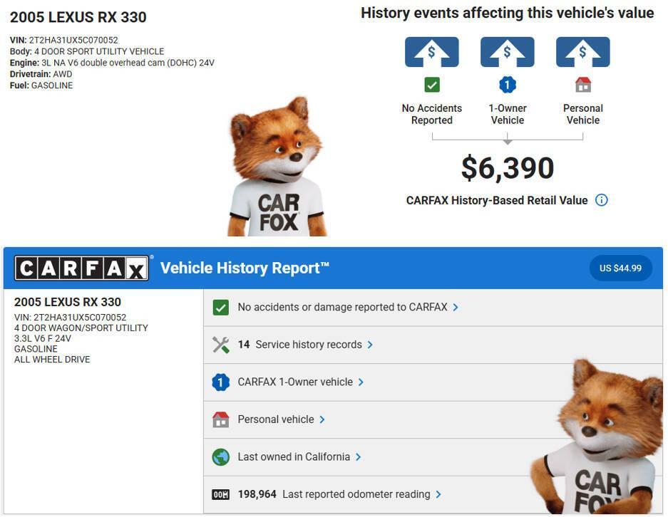 used 2005 Lexus RX 330 car, priced at $4,650