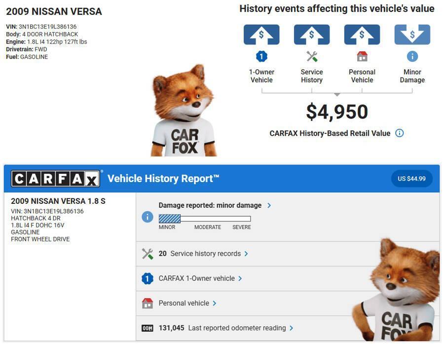 used 2009 Nissan Versa car, priced at $3,995