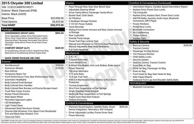 used 2015 Chrysler 200 car, priced at $5,994