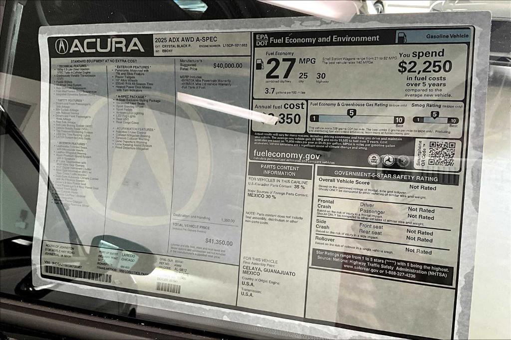 new 2025 Acura ADX car, priced at $41,350