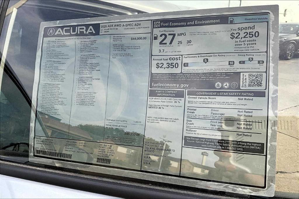 new 2025 Acura ADX car, priced at $45,350