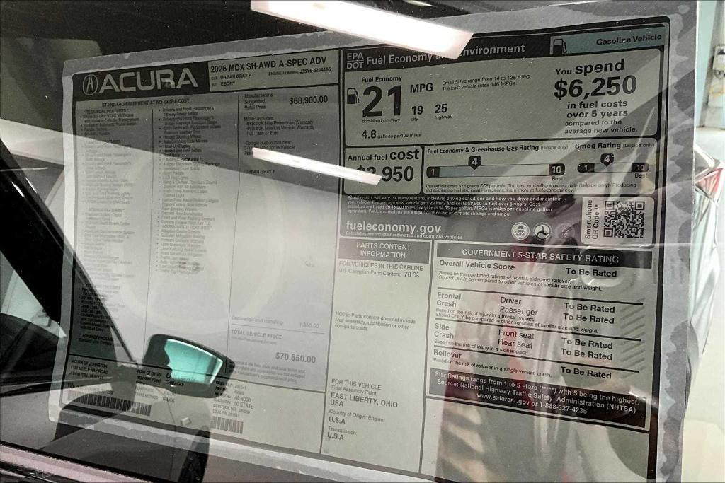 new 2026 Acura MDX car, priced at $70,850