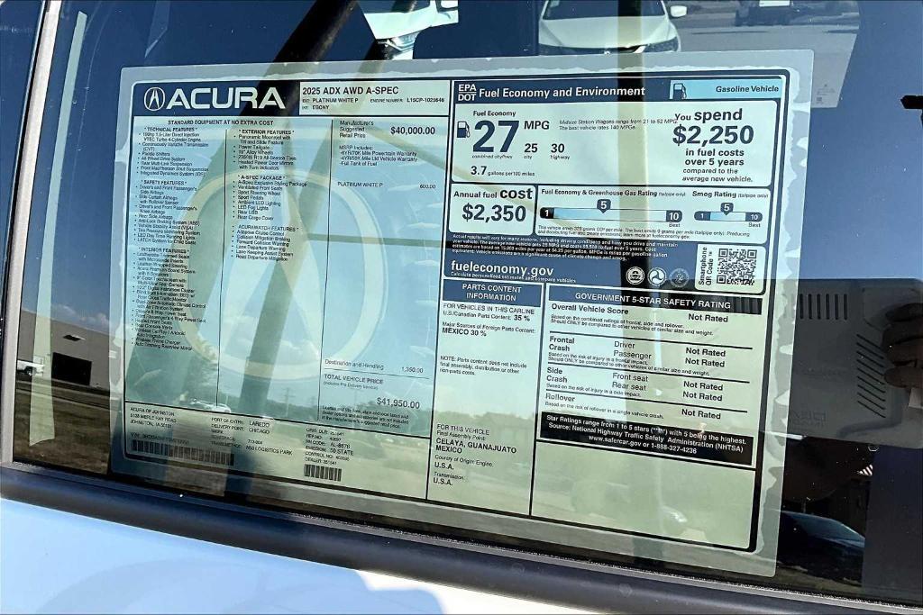 new 2025 Acura ADX car, priced at $41,950