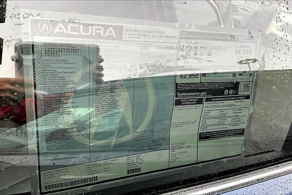 new 2026 Acura MDX car, priced at $60,750