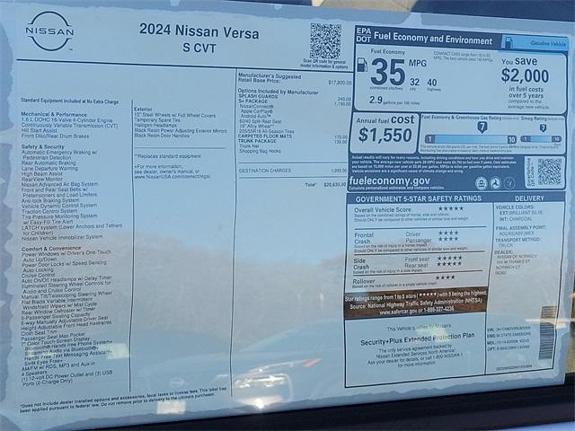 new 2024 Nissan Versa car, priced at $20,635