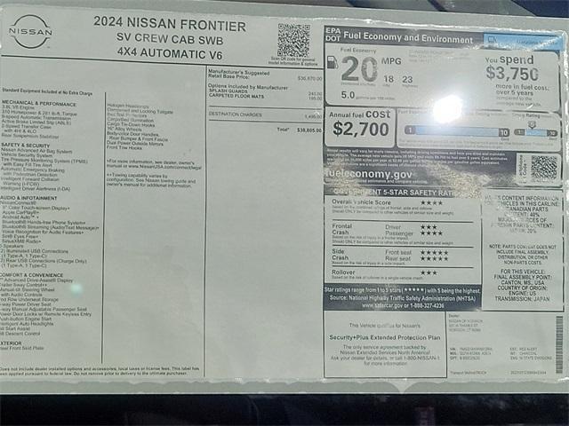 new 2024 Nissan Frontier car, priced at $38,805
