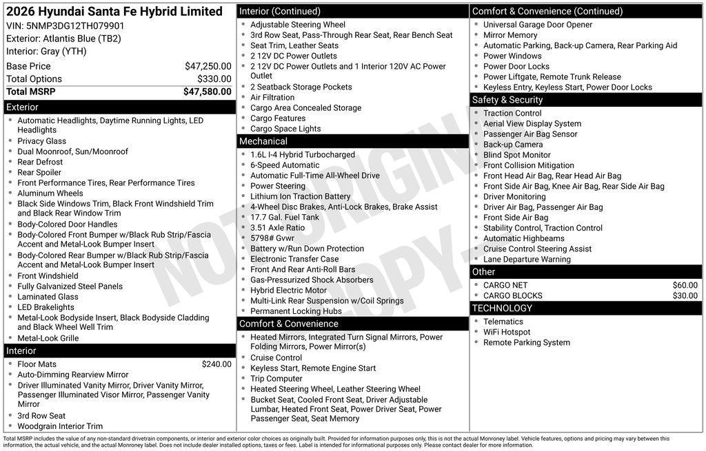 new 2026 Hyundai SANTA FE HEV car, priced at $45,919