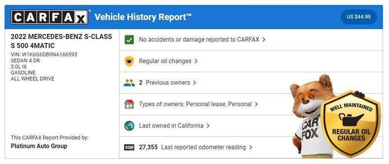 used 2022 Mercedes-Benz S-Class car, priced at $70,591