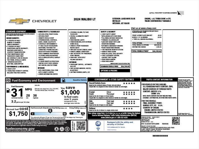 used 2024 Chevrolet Malibu car, priced at $20,588
