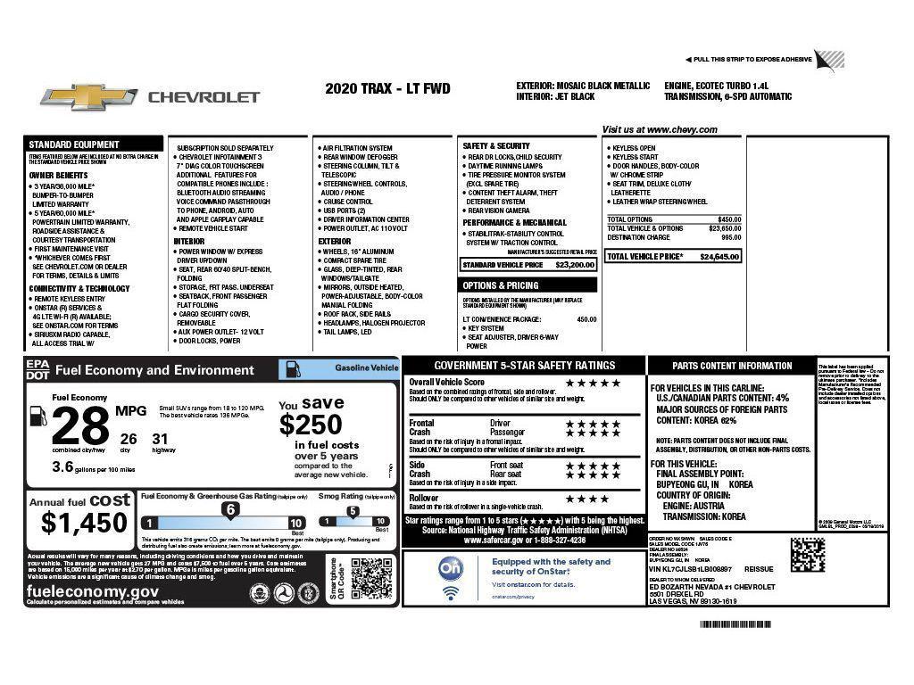 used 2020 Chevrolet Trax car, priced at $11,824