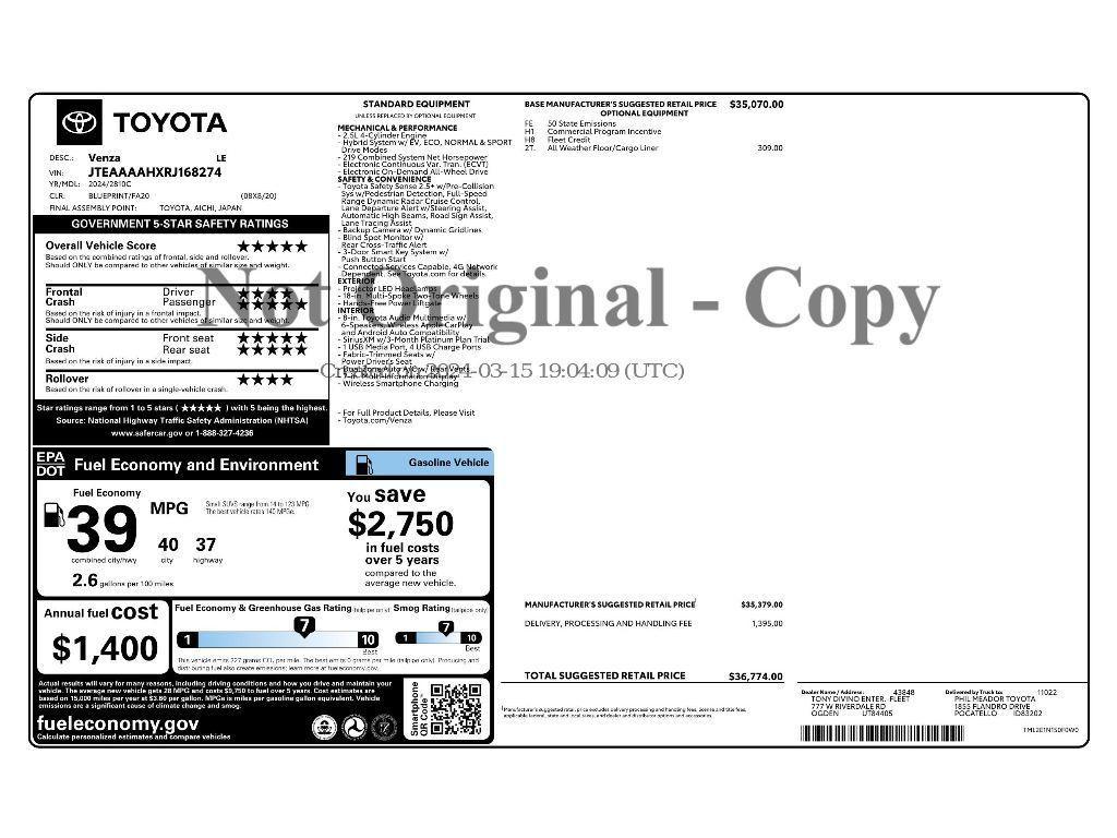 used 2024 Toyota Venza car, priced at $27,706