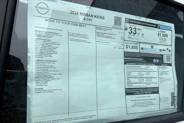 new 2024 Nissan Kicks car, priced at $20,413