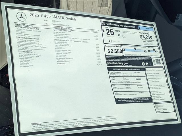 new 2025 Mercedes-Benz E-Class car, priced at $87,320