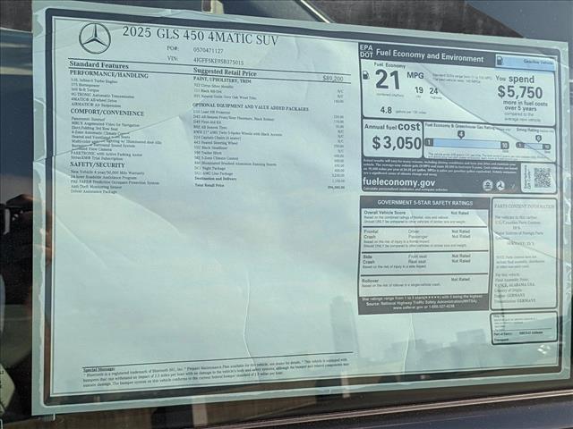 new 2025 Mercedes-Benz GLS 450 car, priced at $96,585