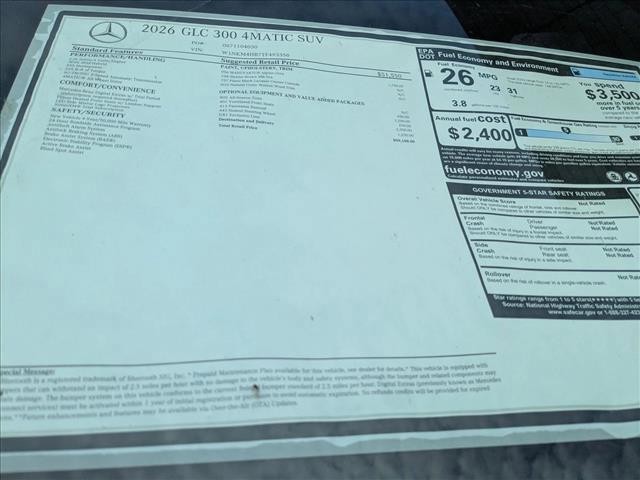 new 2026 Mercedes-Benz GLC 300 car, priced at $59,100