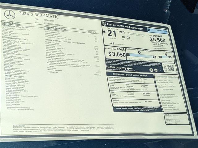 new 2024 Mercedes-Benz S-Class car, priced at $137,995