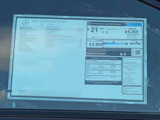 new 2026 Mercedes-Benz GLE 450 car, priced at $77,210