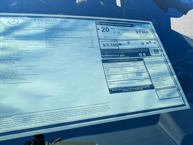 new 2026 Mercedes-Benz S-Class car, priced at $132,185