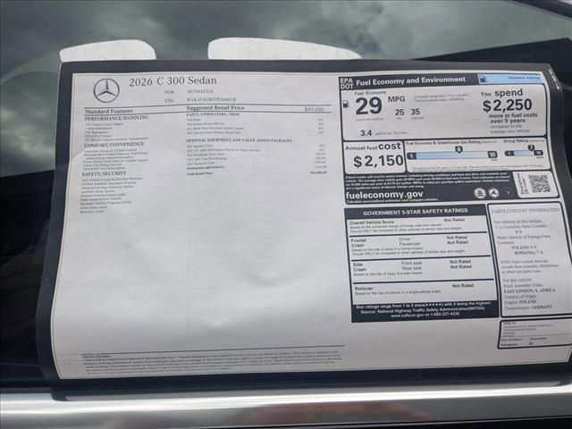 new 2026 Mercedes-Benz C-Class car, priced at $54,500