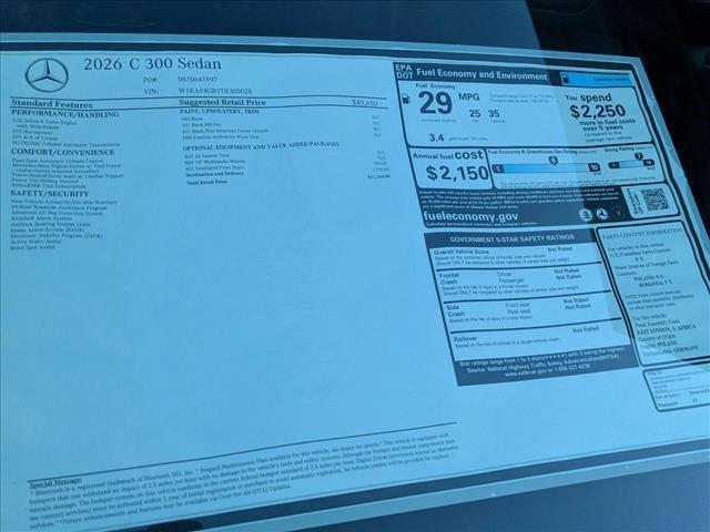 new 2026 Mercedes-Benz C-Class car, priced at $51,350