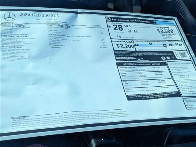 new 2026 Mercedes-Benz GLB 250 car, priced at $47,150