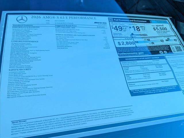 new 2026 Mercedes-Benz AMG S 63 E car, priced at $205,060