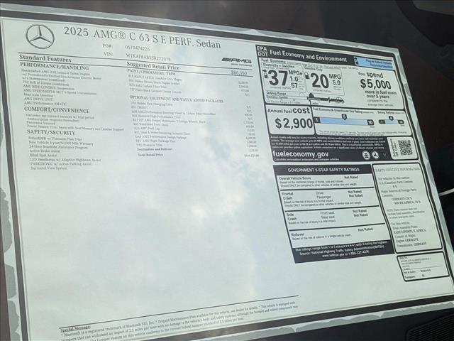 new 2025 Mercedes-Benz AMG C 63 car, priced at $104,225