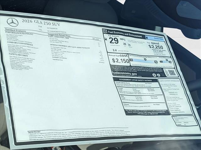 new 2026 Mercedes-Benz GLA 250 car, priced at $45,800