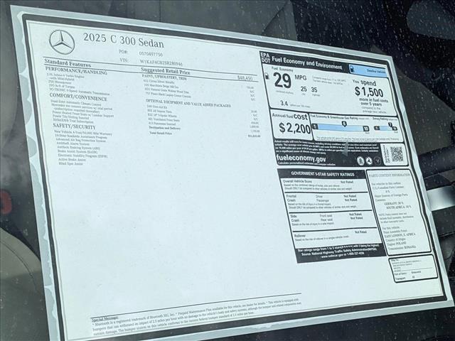 new 2025 Mercedes-Benz C-Class car, priced at $51,835