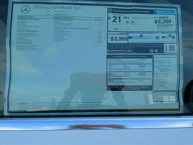 new 2026 Mercedes-Benz GLE 450 car, priced at $77,910