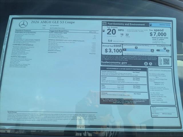 new 2026 Mercedes-Benz AMG GLE 53 car, priced at $103,570