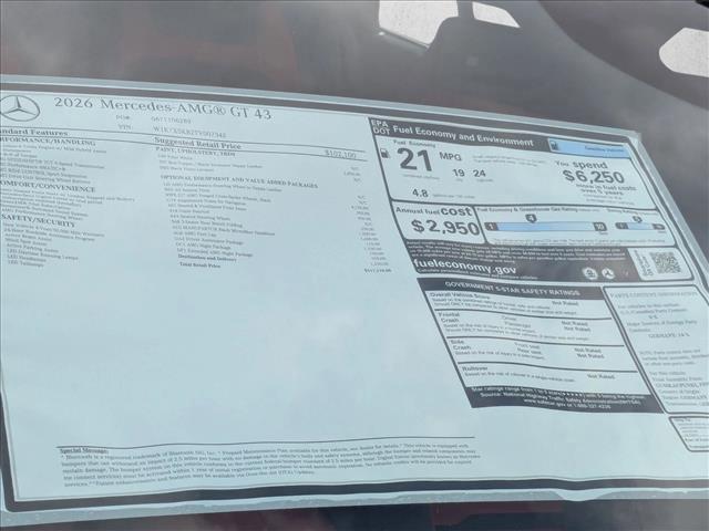 new 2026 Mercedes-Benz AMG GT 43 car, priced at $117,110