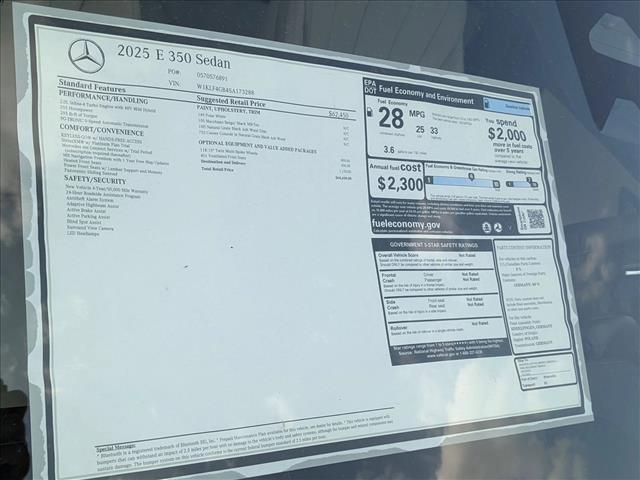 new 2025 Mercedes-Benz E-Class car, priced at $64,650