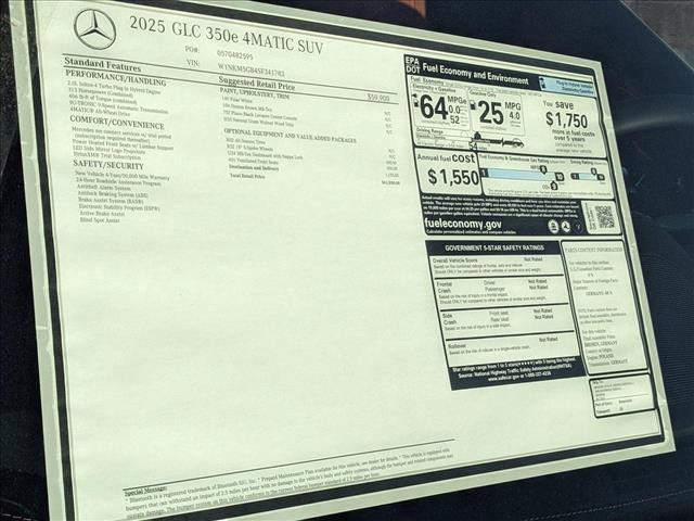 new 2025 Mercedes-Benz GLC 350e car, priced at $61,850