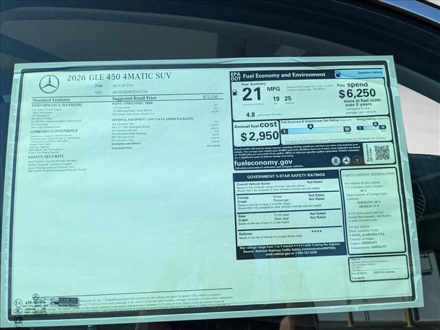 new 2026 Mercedes-Benz GLE 450 car, priced at $77,910
