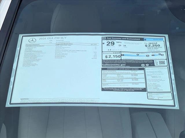 new 2026 Mercedes-Benz GLA 250 car, priced at $43,910