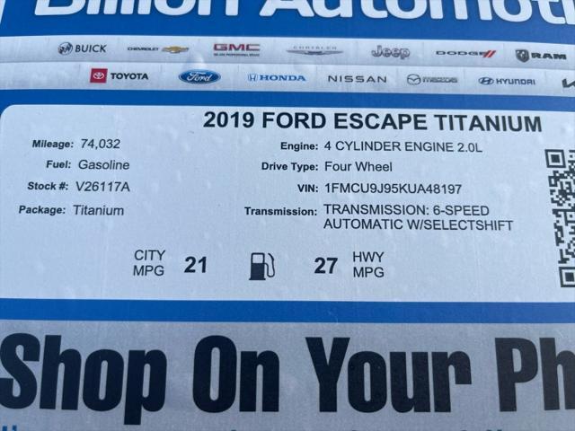 used 2019 Ford Escape car, priced at $18,499