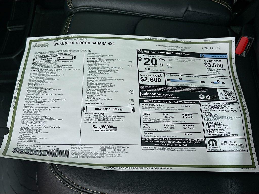 new 2025 Jeep Wrangler car, priced at $53,015