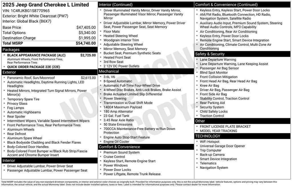 new 2025 Jeep Grand Cherokee L car, priced at $48,608