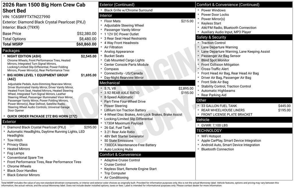 new 2026 Ram 1500 car, priced at $53,379
